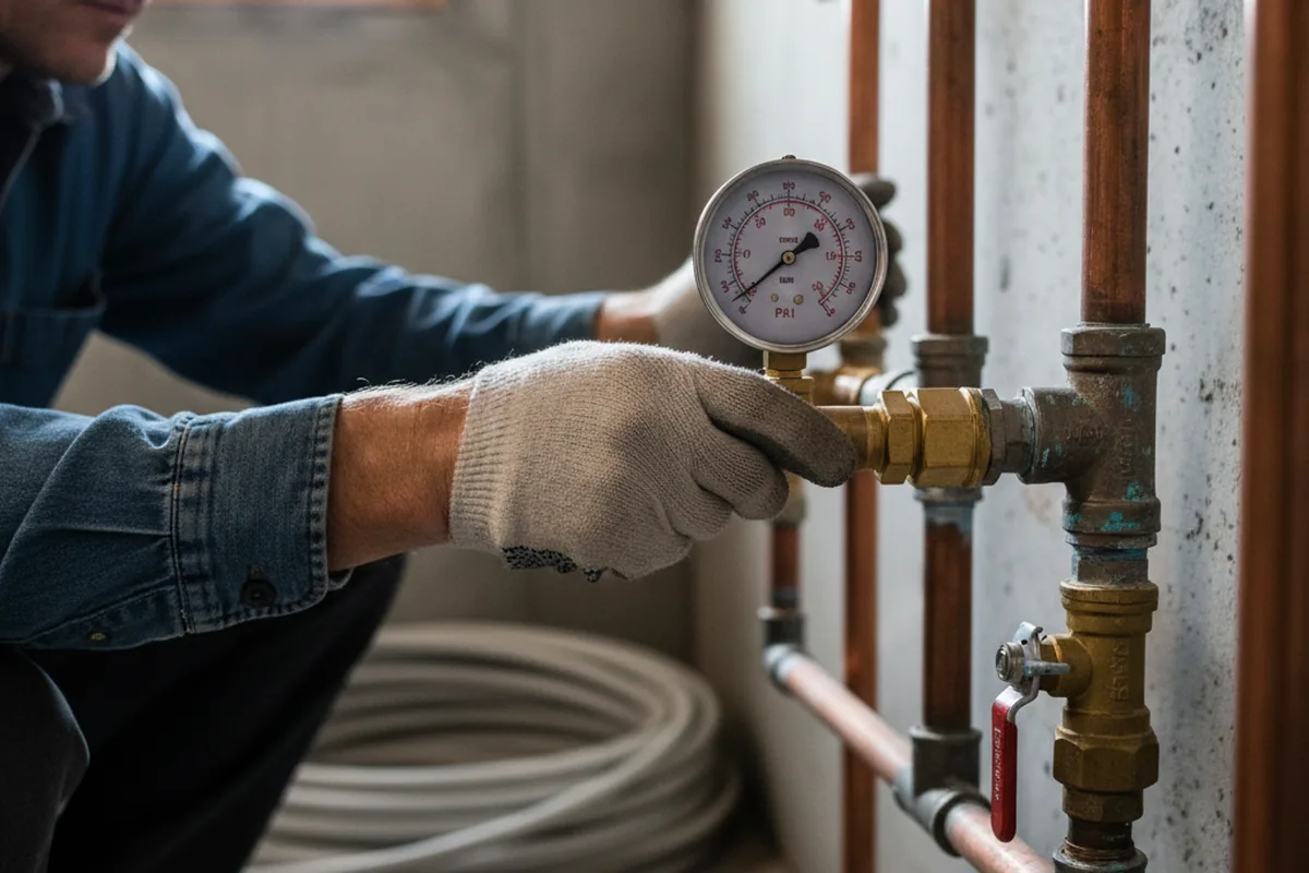 Pressure testing a repaired line during Water Line Repair in Moshannon